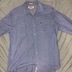 Original Penguin Western Blue Pearl Snap Shirt